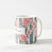 Rosa Aquarellfarben auf Streifen Kaffeetasse (VorderseiteRechts)
