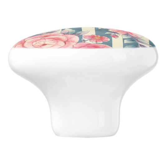 Rosa Aquarellfarben auf Streifen Keramikknauf (Seitenansicht)