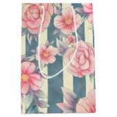 Rosa Aquarellfarben auf Streifen Mittlere Geschenktüte (Vorderseite)