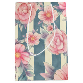 Rosa Aquarellfarben auf Streifen Mittlere Geschenktüte