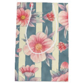 Rosa Aquarellfarben auf Streifen Mittlere Geschenktüte (Rückseite)