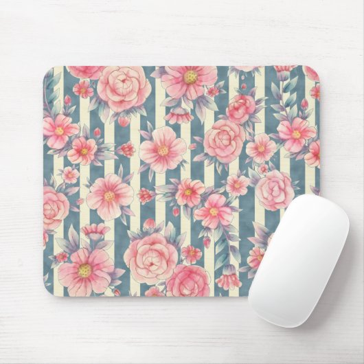 Rosa Aquarellfarben auf Streifen Mousepad (Mit Mouse)