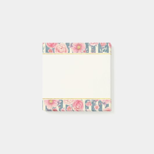 Rosa Aquarellfarben auf Streifen Post-it Klebezettel (Vorderseite)