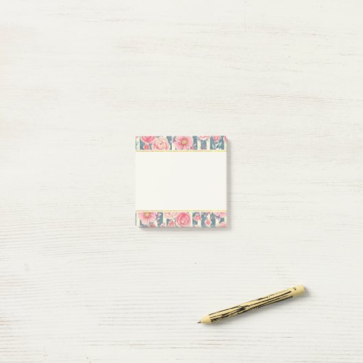 Rosa Aquarellfarben auf Streifen Post-it Klebezettel (Auf Schreibtisch)