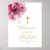 Rosa Aquarellfarben Bläserblütenkommune Begrüßungs Poster (Vorne)