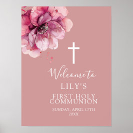 Rosa Aquarellfarben Bläserblütenkommune Begrüßungs Poster