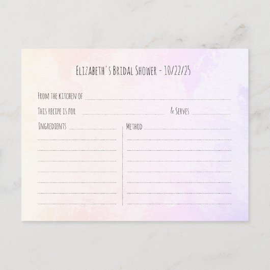 Rosa Aquarellfarben Blätter Blumenkohl Brautparty Einladungspostkarte (Rückseite)