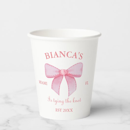 Rosa Aquarellfarben Blauer Junggeselinnen-Abschied Pappbecher (Vorderseite)