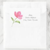 Rosa Aquarellfarben Blume 3 Rechteckiger Aufkleber (Tasche)