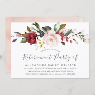 Rosa Aquarellfarben Blume Altersvorsorge Party Einladung