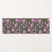 Rosa Aquarellfarben Blume auf grauem Yoga Mat Yogamatte (Vorderseite (Horizontal))