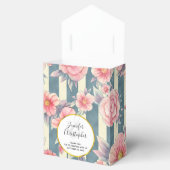 Rosa Aquarellfarben Blume auf Streifen Gastgeschen Geschenkschachtel (Geöffnet)