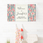 Rosa Aquarellfarben Blume auf Stripes Babydusche Banner (Insitu)