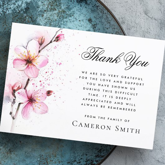 Rosa Aquarellfarben Blume Beerdigung Beileid Dankeskarte