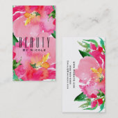 Rosa Aquarellfarben Blume Bläserner Sommer Schönhe Visitenkarte (Vorne/Hinten)