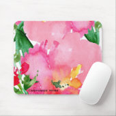 Rosa Aquarellfarben Blume Bläserner Sommerchic Mousepad (Mit Mouse)
