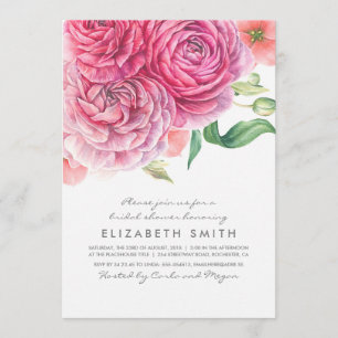 Rosa Aquarellfarben Blume Botanisches Brautparty Einladung