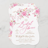 Rosa Aquarellfarben Blume Brautdusche Einladung (Vorne/Hinten)