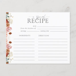 Rosa Aquarellfarben Blume Brautparty Rezept Karte