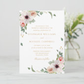 Rosa Aquarellfarben Blume Elegante Hochzeit Einladung (Stehend Vorderseite)