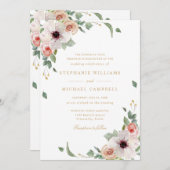 Rosa Aquarellfarben Blume Elegante Hochzeit Einladung (Vorne/Hinten)