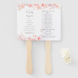 Rosa Aquarellfarben Blume Elegantes Hochzeitsprogr Fächer