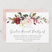 Rosa Aquarellfarben Blume Geschlecht offenbartes P Einladung (Vorne/Hinten)