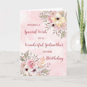 Rosa Aquarellfarben Blume Godmutter Geburtstag Karte