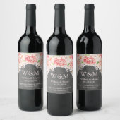 Rosa Aquarellfarben-Blume-Halbpension-Etikett Weinetikett (Flaschen)