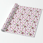 Rosa Aquarellfarben Blume Herz Geschenkpapier (Ungerollt)