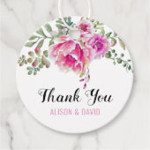 Rosa Aquarellfarben Blume Hochzeit Danke Geschenkanhänger (Vorderseite)