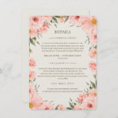 Rosa Aquarellfarben Blume Hochzeitsdetails Einband Begleitkarte (Vorne/Hinten)