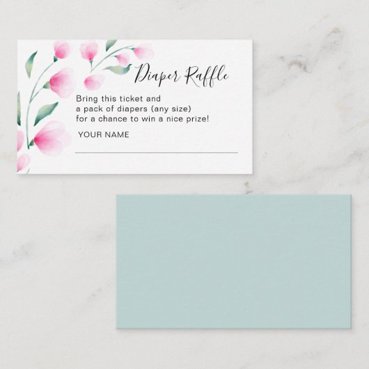 Rosa Aquarellfarben Blume Kinderdusche Windeln Win Begleitkarte (Vorne/Hinten)