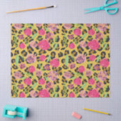 Rosa Aquarellfarben Blume Leopard Tierwerbung Seidenpapier (Basteln)