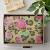 Rosa Aquarellfarben Blume Leopard Tierwerbung Seidenpapier (Geschenk)