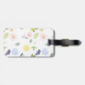 Rosa Aquarellfarben Blume Monogramm Gepäckanhänger (Rückseite horizontal)