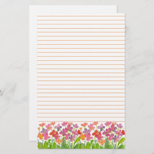 Rosa Aquarellfarben Blume Orange Linde Briefpapier (Vorne/Hinten)