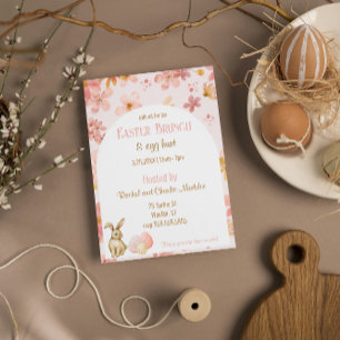 Rosa Aquarellfarben Blume Osterbrunch und Eierjagd Einladung