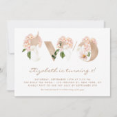 Rosa Aquarellfarben Blume Rose Gold Zweiter Geburt Einladung (Vorderseite)