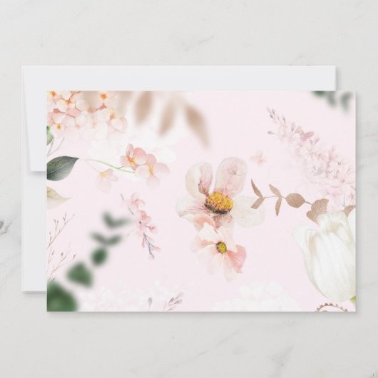 Rosa Aquarellfarben Blume Rose Gold Zweiter Geburt Einladung (Rückseite)