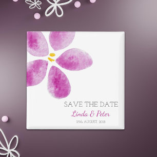 Rosa Aquarellfarben-Blume Save the Date Hochzeit Magnet