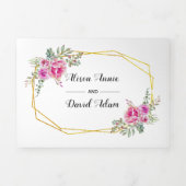 Rosa Aquarellfarben Blume Typografie Blumenhochzei Dreifach Gefaltete Einladung (Cover)