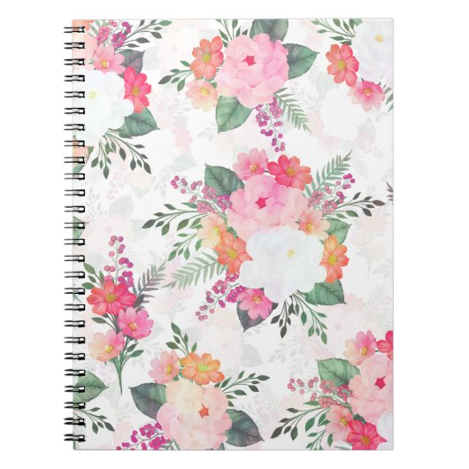 Rosa Aquarellfarben Blume Weißes Design Notizblock (Vorderseite)