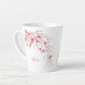 Rosa Aquarellfarben Blume Weißes Monogramm Milchtasse (Linke Ecke)