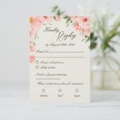 Rosa Aquarellfarben-Blume zum Hochzeitsehen der RS RSVP Karte (Stehend Vorderseite)