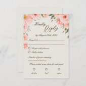Rosa Aquarellfarben-Blume zum Hochzeitsehen der RS RSVP Karte (Vorne/Hinten)