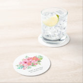 Rosa Aquarellfarben Blumenbezeichnungen Datum Hoch Runder Pappuntersetzer (Vor Ort)