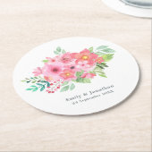 Rosa Aquarellfarben Blumenbezeichnungen Datum Hoch Runder Pappuntersetzer (Angewinkelt)