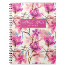 Rosa Aquarellfarben Blumenmuster Notebook