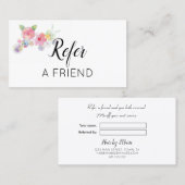 Rosa Aquarellfarben Blumenverleih Empfehlungskarte (Vorne/Hinten)